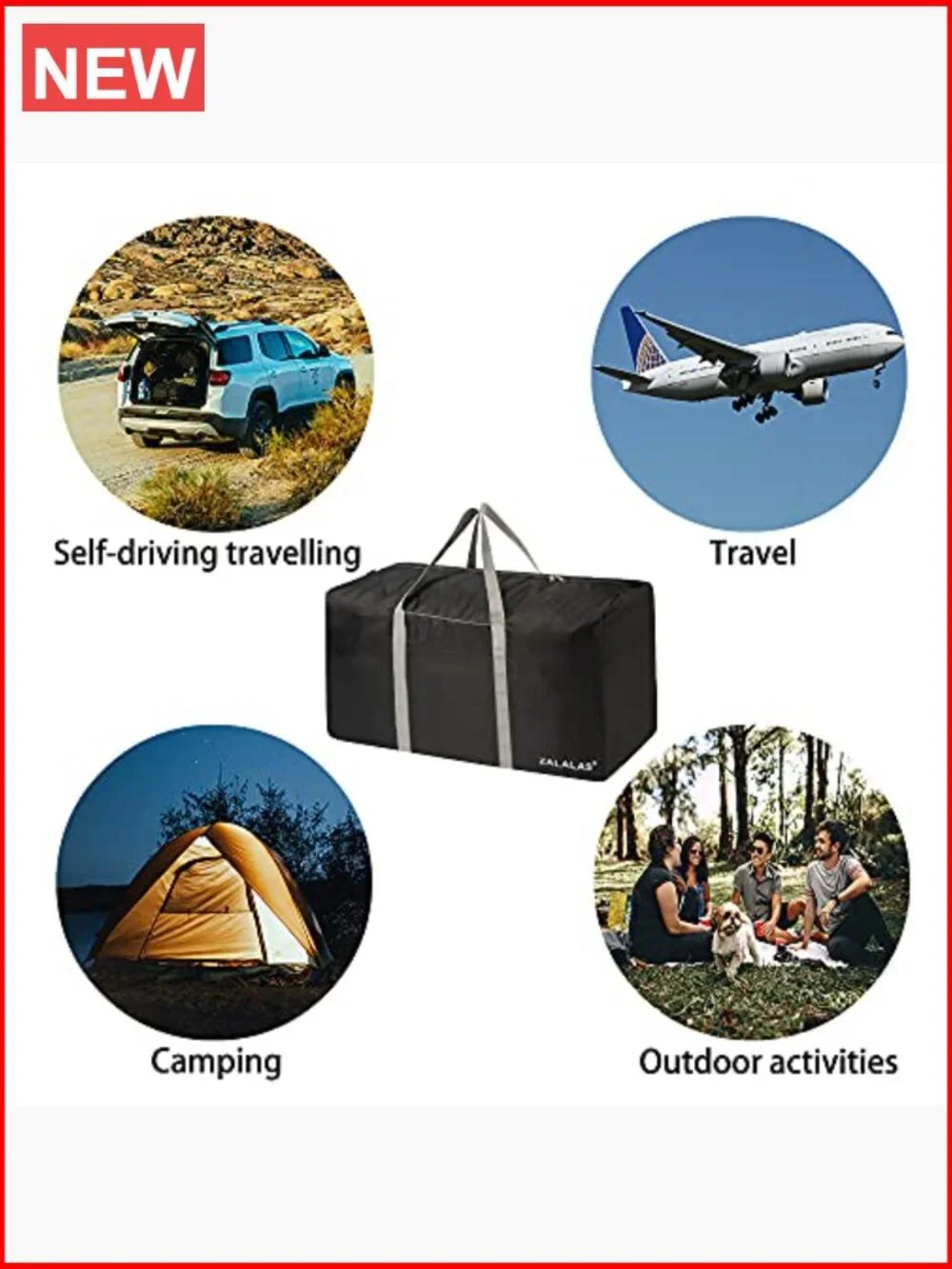 96L Extra Large Lightweight Waterproof Travel Duffle Bag, Nylon